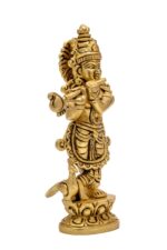 Superfine Brass Krishna Idol Playing Flute – Detailed Carving – 7 Inch - Image 3