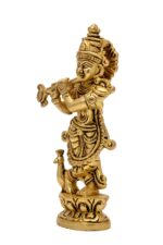Superfine Brass Krishna Idol Playing Flute – Detailed Carving – 7 Inch - Image 2