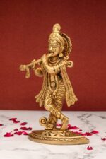 Superfine Brass KrishnaIdol Playing Flute – 7.5 Inch - Image 2
