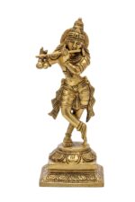 Brass Krishna Idol Playing Flute – 7 Inch - Image 4