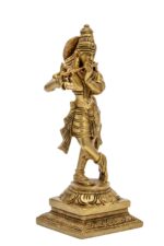 Brass Krishna Idol Playing Flute – 7 Inch - Image 3