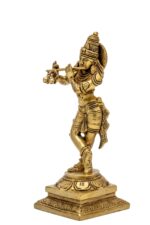 Brass Krishna Idol Playing Flute – 7 Inch - Image 2