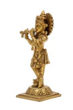 Brass Krishna Idol Playing Flute – 7 Inch - Image 5