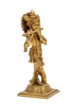 Brass Krishna Idol Playing Flute – 7 Inch - Image 4