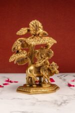 Superfine Brass Krishna Idol With Cow Under Sacred Tree – 7 Inch - Image 6