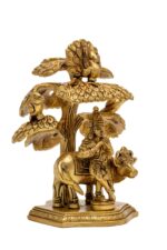 Superfine Brass Krishna Idol With Cow Under Sacred Tree – 7 Inch - Image 3