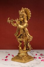 Brass Krishna Idol Playing Flute – 12 Inch - Image 7