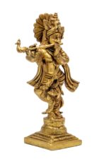 Brass Krishna Idol Playing Flute – 12 Inch - Image 4