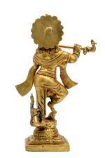 Brass Krishna Idol Playing Flute – 12 Inch - Image 2