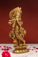 Brass Krishna Idol Playing Flute – 13 Inch - Image 8