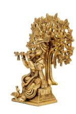 Superfine Brass Krishna Idol Playing Flute Under Sacred Tree – 8 Inch - Image 4