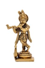 Brass Krishna Idol Playing Flute Miniature – 3.5 Inch - Image 4