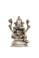 Brass Silver Coated Ganesh Laxmi Saraswati Idols – Detailed Carving – 4 Inch - Image 18