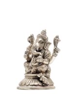 Brass Silver Coated Ganesh Laxmi Saraswati Idols – Detailed Carving – 4 Inch - Image 17