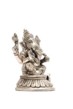 Brass Silver Coated Ganesh Laxmi Saraswati Idols – Detailed Carving – 4 Inch - Image 27