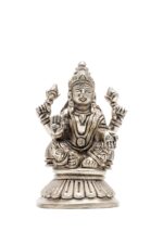 Brass Silver Coated Ganesh Laxmi Saraswati Idols – Detailed Carving – 4 Inch - Image 29
