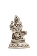 Brass Silver Coated Ganesh Laxmi Saraswati Idols – Detailed Carving – 4 Inch - Image 32