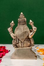 Brass Silver Coated Ganesh Laxmi Saraswati Idols – Detailed Carving – 4 Inch - Image 11
