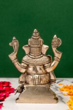 Brass Silver Coated Ganesh Laxmi Saraswati Idols – Detailed Carving – 4 Inch - Image 7