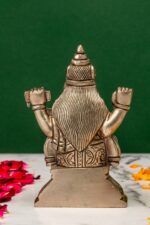 Brass Silver Coated Ganesh Laxmi Saraswati Idols – Detailed Carving – 4 Inch - Image 3