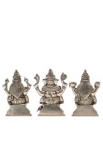 Brass Silver Coated Ganesh Laxmi Saraswati Idols – Detailed Carving – 4 Inch - Image 23