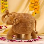 9-Inch Hand-Carved Wooden Elephant – Elegant Home Décor & Gift - Image 2