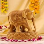 10-Inch Hand-Carved Wooden Elephant with Baby – Artisan Decor - Image 5