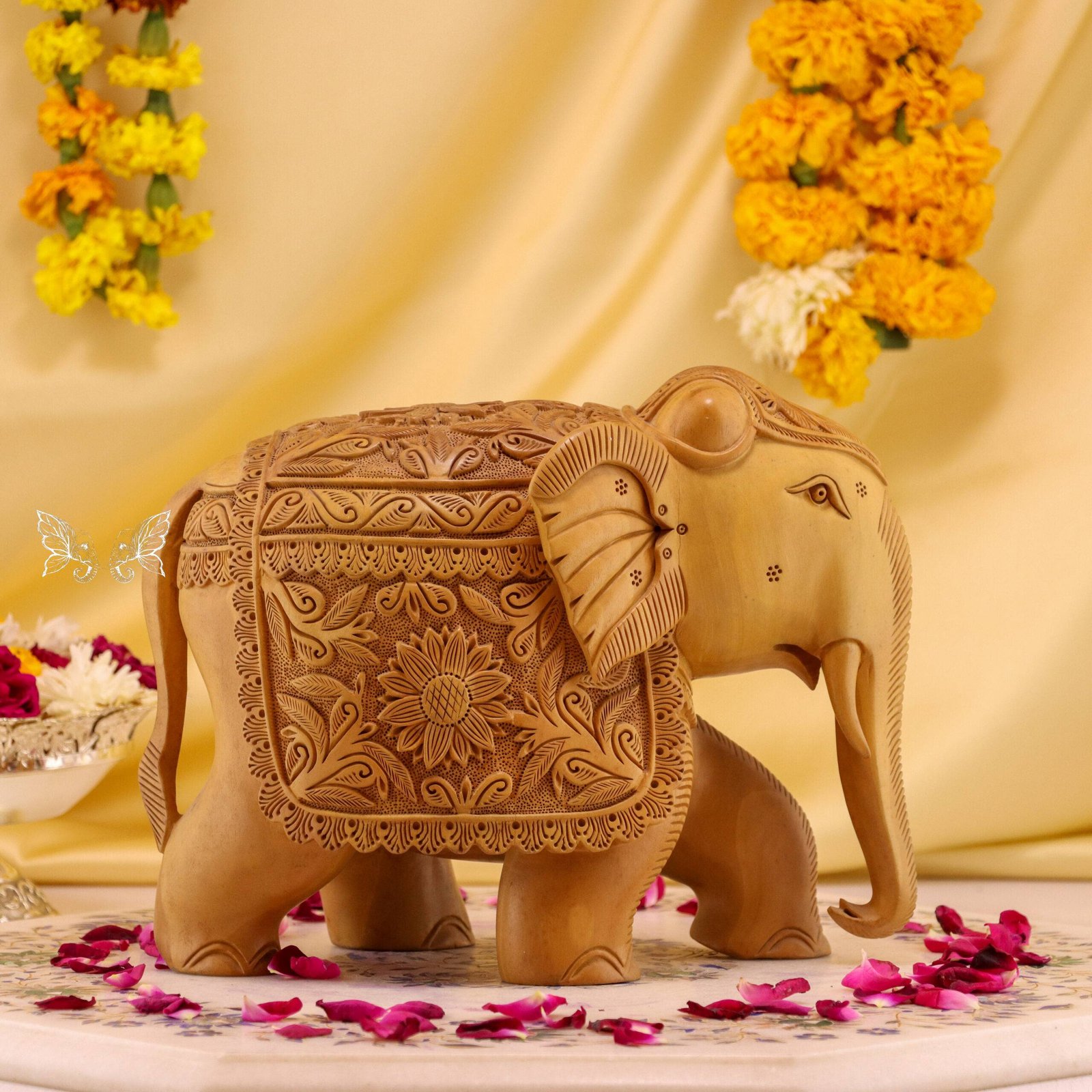 hand-carved-wood-elephant-22-scaled-1.jpg 8-Inch Hand-Carved Wooden Elephant – Elegant Home Décor & Gift - Image 1