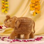 7-Inch Hand-Carved Wooden Elephant – Elegant Home Décor & Gift