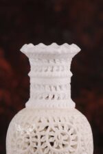 Hand Carved Marble Vase with Inlay Work - Image 2