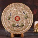 Hand Painted Marble Plate With Gold Work