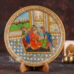 Hand Painted Marble Plate With Gold Work
