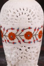 Hand Carved Marble Vase with Inlay Work - Image 2