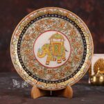 Hand Painted Marble Plate With Gold Work