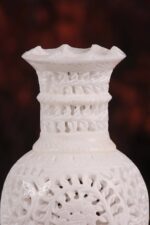Hand Carved Marble Vase with Inlay Work - Image 3