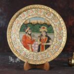 Hand Painted Marble Plate With Gold Work