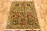 Hamdaan Design Shades of Green and Badge Silk Rug from Kashmir 4×6 Feet - Image 9