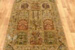 Hamdaan Design Shades of Green and Badge Silk Rug from Kashmir 4×6 Feet - Image 8