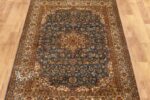 Exquisite Kashan Design Silk Rug (4×6 ft) Shades of Blue & Beige, Handcrafted in Kashmir - Image 6