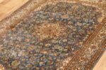 Exquisite Kashan Design Silk Rug (4×6 ft) Shades of Blue & Beige, Handcrafted in Kashmir - Image 5