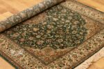 Kashan Floral Design Silk Rug/carpet from Kashmir – Green (4×6 ft)