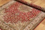 Kashan Design Silk Rug/carpet from Kashmir – Red & Ivory - Image 4
