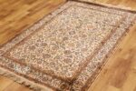 Tabrez Guldasta Design Silk Rug From Kashmir – Ivory (4×6 ft) - Image 8