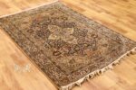 Exquisite Kashan Design Silk Rug (4×6 ft) Shades of Black & Beige, Handcrafted in Kashmir - Image 7