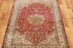 Kashan Design Silk Rug/carpet from Kashmir – Red & Ivory