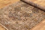 Exquisite Kashan Design Silk Rug (4×6 ft) Shades of Black & Beige, Handcrafted in Kashmir - Image 5