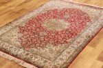 Kashan Design Silk Rug/carpet from Kashmir – Red & Ivory - Image 9