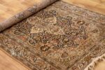 Exquisite Kashan Design Silk Rug (4×6 ft) Shades of Black & Beige, Handcrafted in Kashmir - Image 4