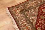 Kashan Design Silk Rug/carpet from Kashmir – Red & Ivory - Image 3