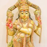 Hand-Carved Wooden Lord Krishna Statue (3 Feet) – Golden Venugopala Standing Sculpture - Image 4